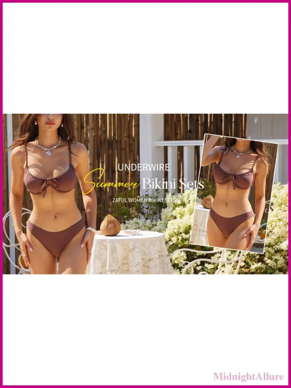 Women's High Cut Bikini Set Underwire Triangle Top Thong Bottom Removable Pads